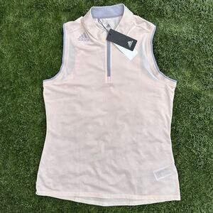 Adidas Women Gradient Zip Sleeveless Polo Shirt Blade Collar Golf Tank Top Lrg